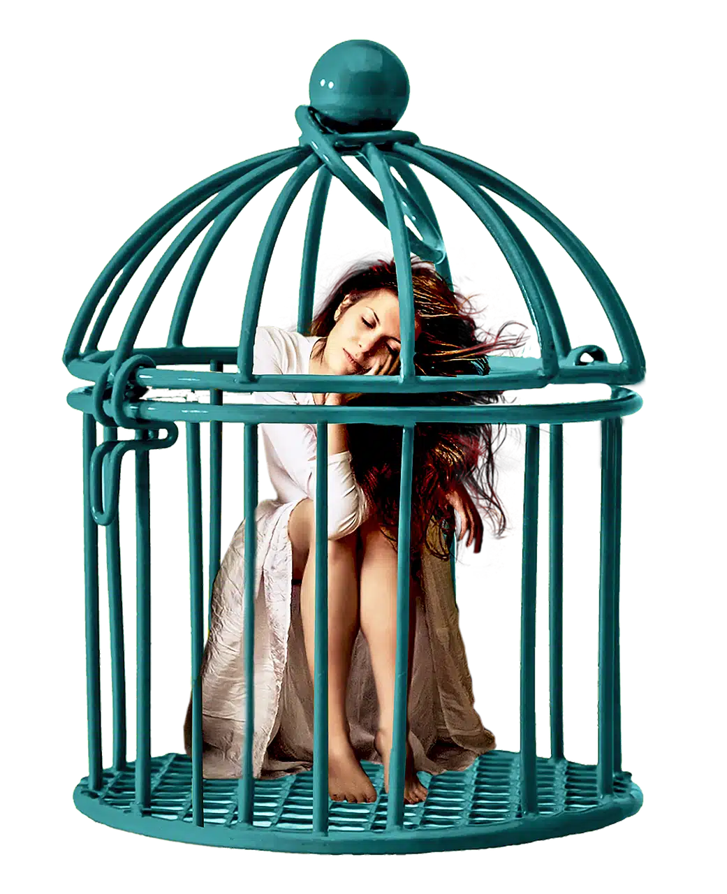 Donna in gabbia
